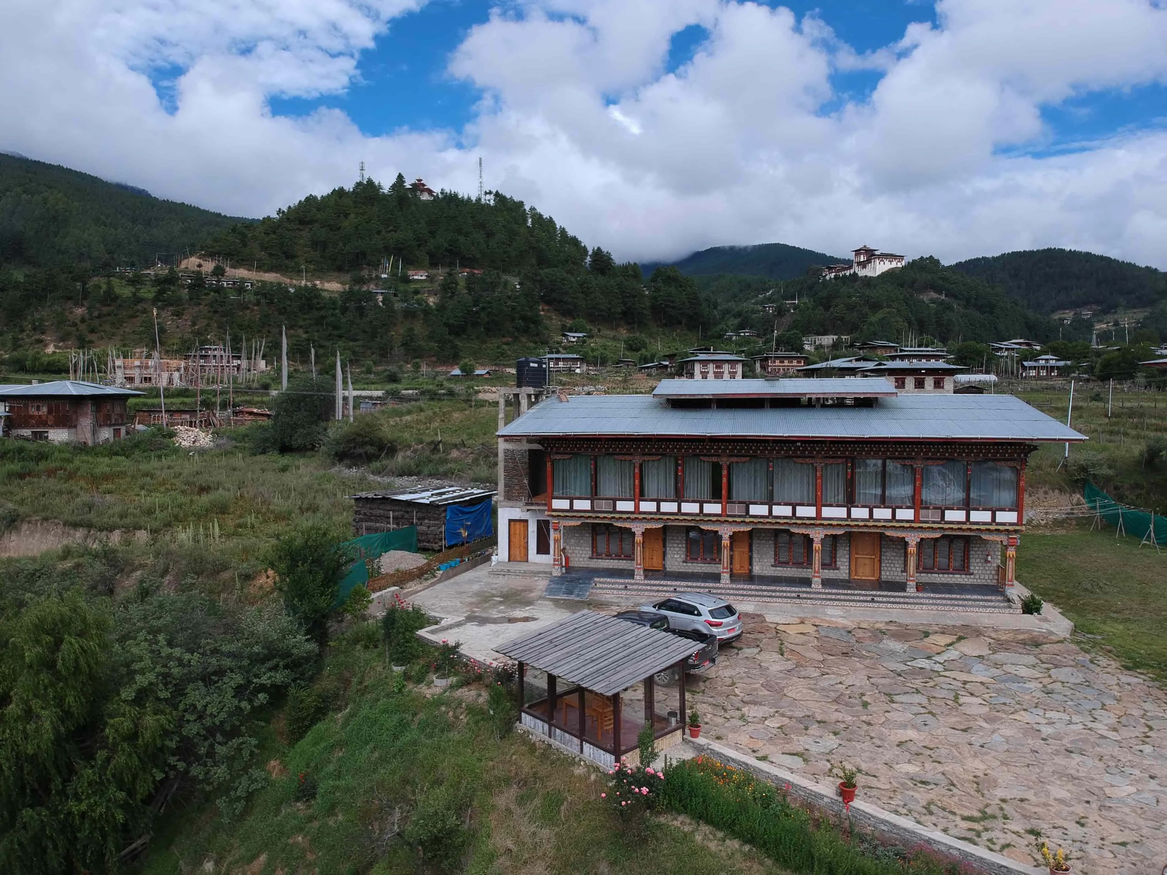 Drone shot of Dekyil Guest House