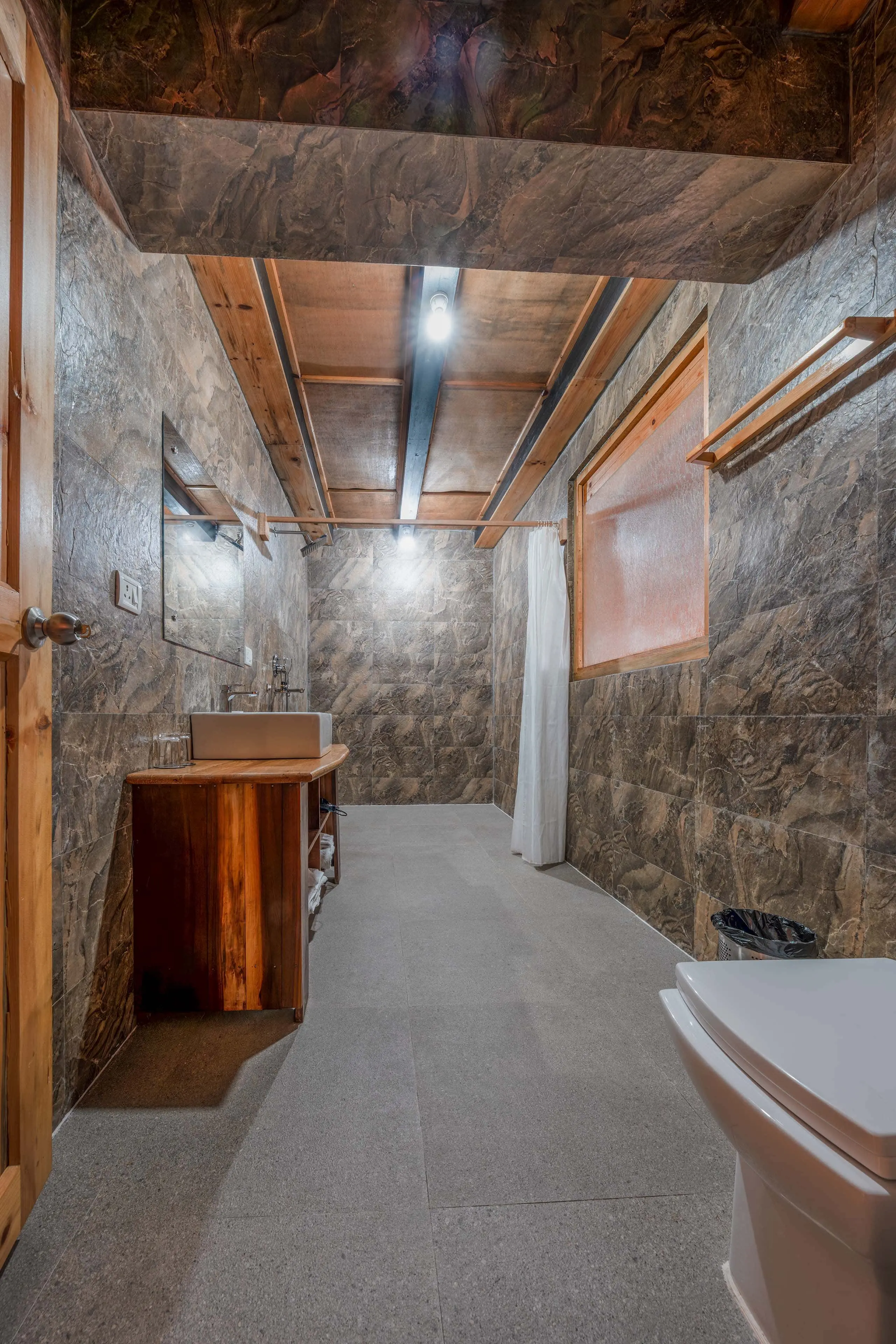 A shot of the bathroom in Room 203